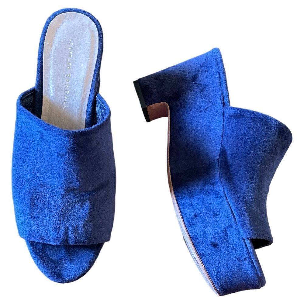 Loeffler Randall Amara Platform Slides Blue Velvet 8